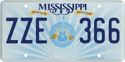 MS license plate ZZE366