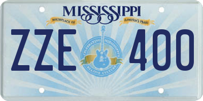 MS license plate ZZE400