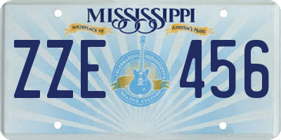MS license plate ZZE456