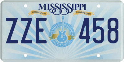 MS license plate ZZE458