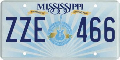 MS license plate ZZE466