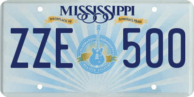 MS license plate ZZE500