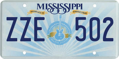 MS license plate ZZE502