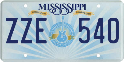 MS license plate ZZE540