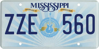 MS license plate ZZE560