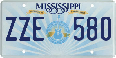 MS license plate ZZE580