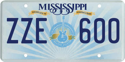 MS license plate ZZE600
