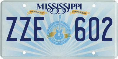MS license plate ZZE602