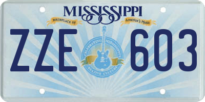 MS license plate ZZE603