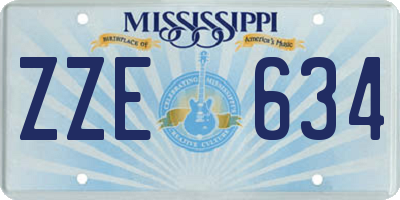 MS license plate ZZE634