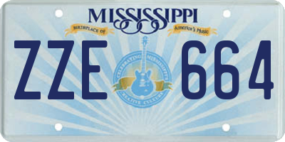 MS license plate ZZE664