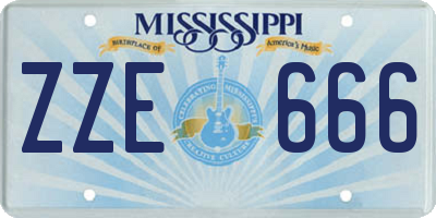 MS license plate ZZE666