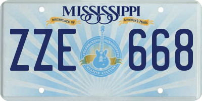 MS license plate ZZE668