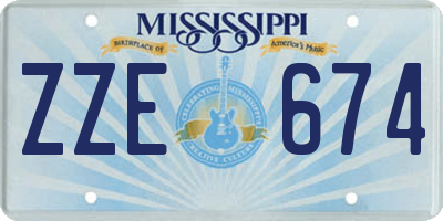 MS license plate ZZE674