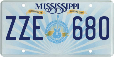 MS license plate ZZE680