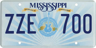 MS license plate ZZE700