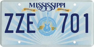 MS license plate ZZE701