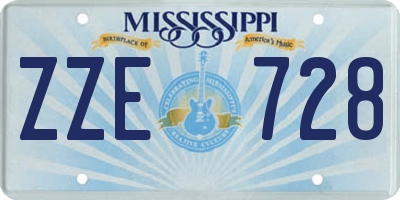 MS license plate ZZE728