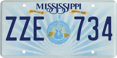 MS license plate ZZE734