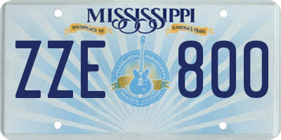 MS license plate ZZE800