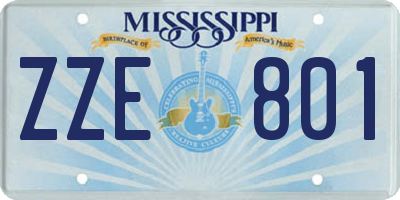 MS license plate ZZE801
