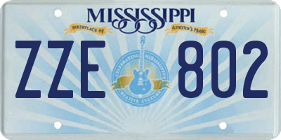MS license plate ZZE802