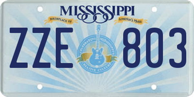 MS license plate ZZE803