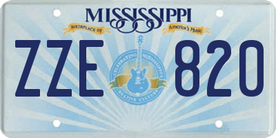 MS license plate ZZE820