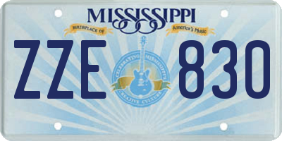 MS license plate ZZE830