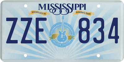 MS license plate ZZE834
