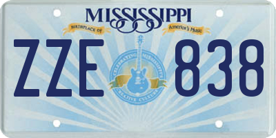 MS license plate ZZE838