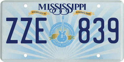 MS license plate ZZE839