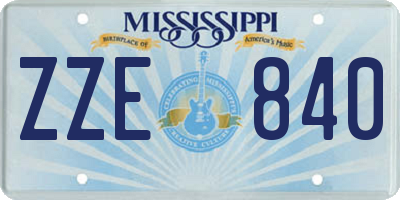 MS license plate ZZE840