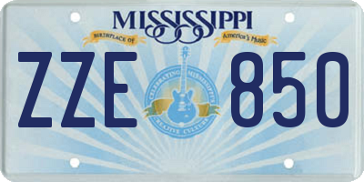 MS license plate ZZE850