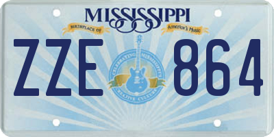 MS license plate ZZE864