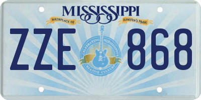 MS license plate ZZE868