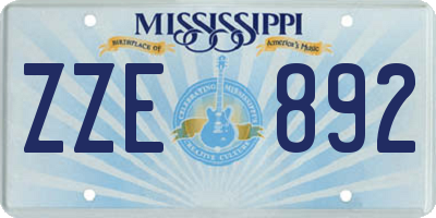 MS license plate ZZE892