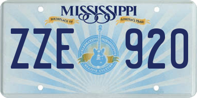 MS license plate ZZE920