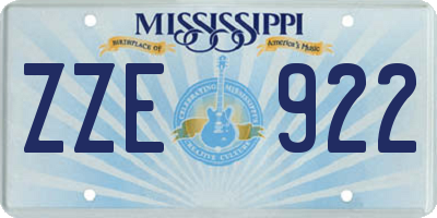 MS license plate ZZE922