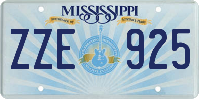 MS license plate ZZE925