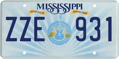 MS license plate ZZE931