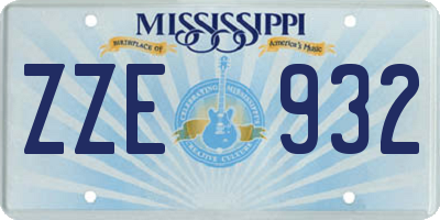 MS license plate ZZE932