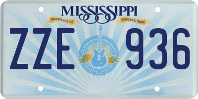 MS license plate ZZE936