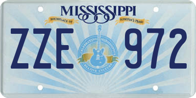 MS license plate ZZE972