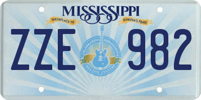 MS license plate ZZE982
