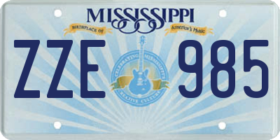 MS license plate ZZE985