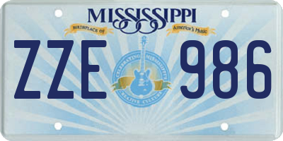 MS license plate ZZE986