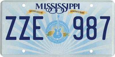 MS license plate ZZE987