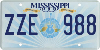 MS license plate ZZE988