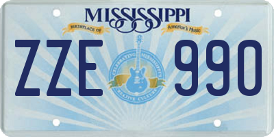 MS license plate ZZE990